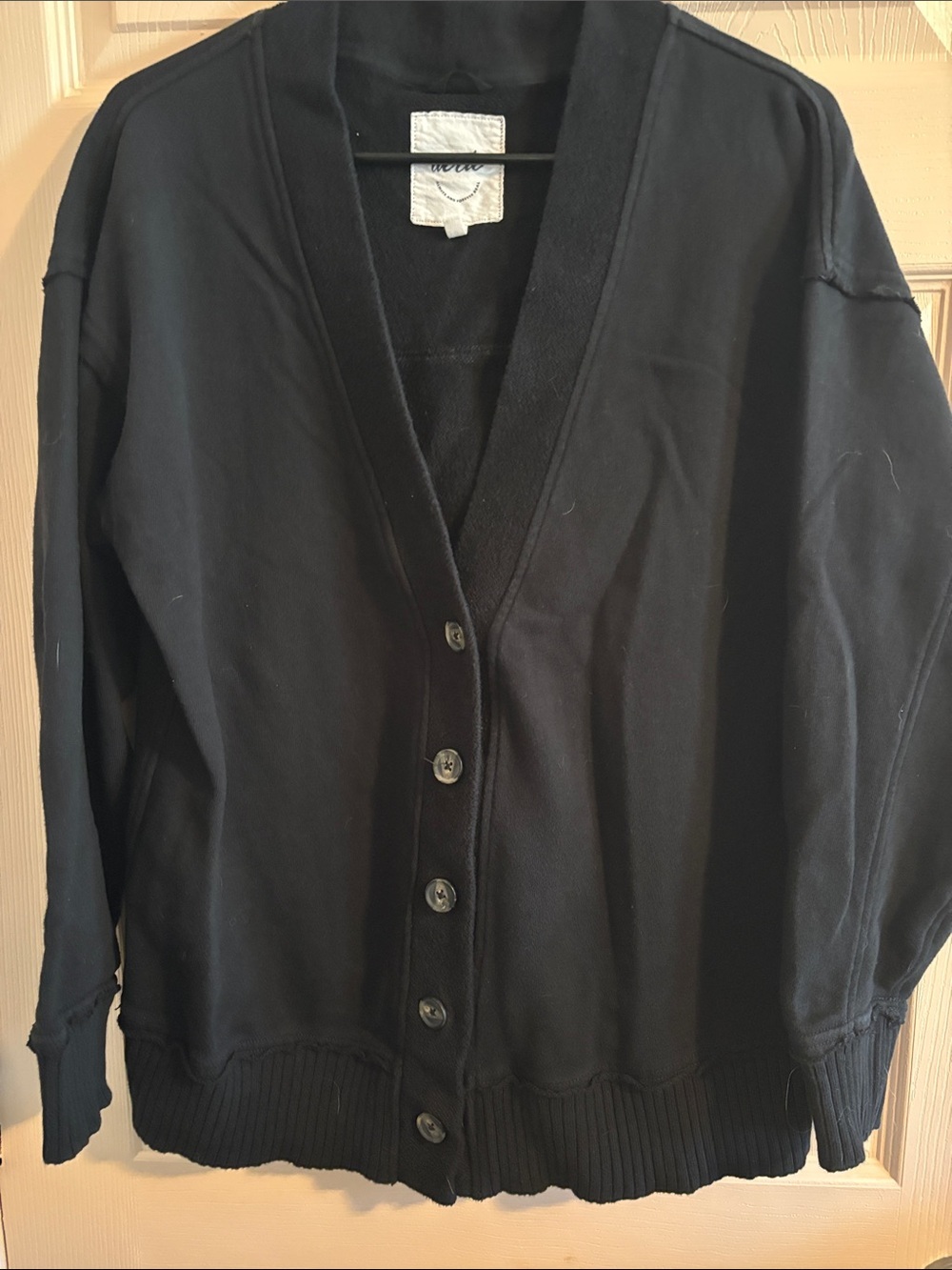 aerie Black Button-Front Cardigan Sweater